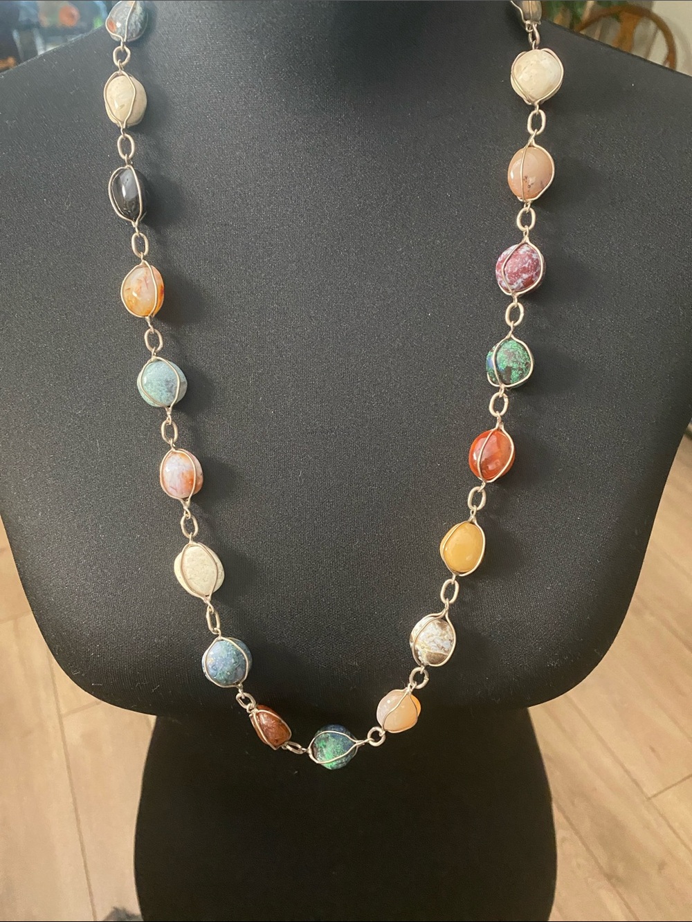 Vintage… Multicolor Stone Link Necklace - Women Jewelry